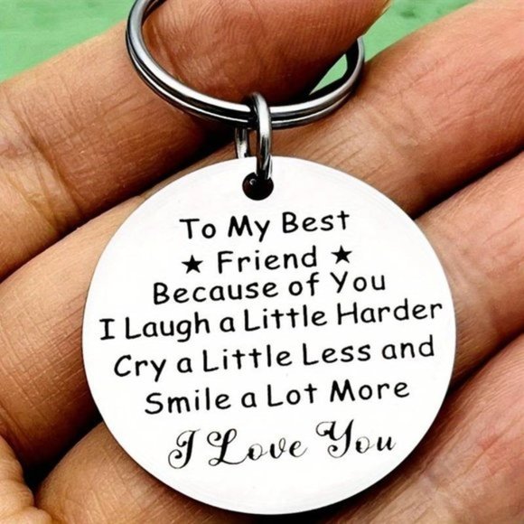 None Other - Best Friend Keychain Round StainlessSteel Split Ring  2 1/2 Inches New